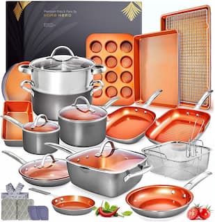 Pots and Pans Set under $300 -23pc Copper