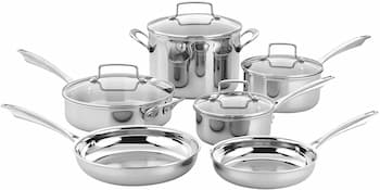 Cuisinart TPS-10 10 Piece Classic Tri-ply Stainless Steel Cookware Set