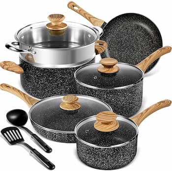 MICHELANGELO Pots and Pans Stone Cookware Set 12 Piece
