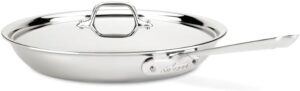 All-Clad D3 Stainless Tri-ply Bonded Stainless Steel Fry Pan with Lid, 12-Inch, Silver