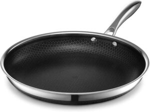 HexClad Hybrid Nonstick Frying Pan, 12-Inch, Stay-Cool Handle, Dishwasher and Oven Safe, Induction Ready, Compatible with All Cooktops