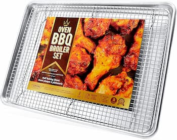 Crown Baking Sheet with Rack Pure Aluminum, Roasting Pan with Rack