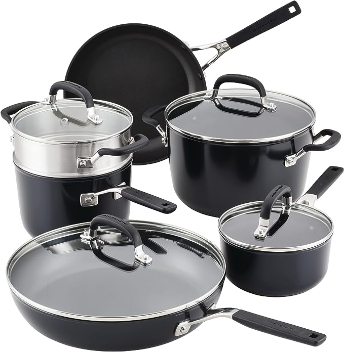 KitchenAid Nonstick Pots and Pans Set - Hard Anodized Non-stick Cookwares