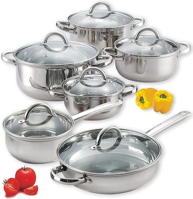 Cook N Home 12-piece Stainless Steel Cookware Sets
