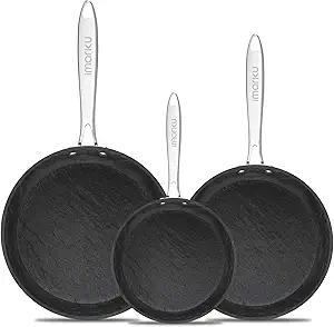 imarku Non Stick Frying Pans - 8&10&12 inch Nonstick Frying Pan Set with Cool Stainless Steel Handle,Disherwasher Safe skillets,Free of PFAS&PFOA, Easy Cleanup and Oven Safe