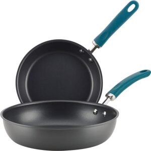 Rachael Ray Create Delicious Deep Hard Anodized Nonstick Frying Pan Set / Fry Pan Set / Hard Anodized Skillet Set - 9.5 Inch and 11.75 Inch, Gray