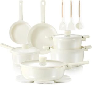 CAROTE 18Pcs Nonstick Ceramic Cookware Set