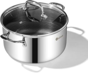 DELUXE Hybrid Nonstick 5.4-Quart Stockpot with Tempered Glass Lid, Dishwasher Oven Safe, Induction Ready, PFOA Free Compatible with All Cooktops