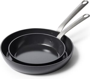 GreenPan Craft Noire 8” and 10” Frypan Skillet Set, Non-Toxic PFAS-Free Hard Anodized Healthy Ceramic Nonstick, Induction Suitable, Dishwasher Safe, Black