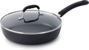 T-fal Experience Non Stick Fry Pan w/ Lid 10 Inch, Induction, Oven Broiler Safe 400F, Compatible with All Cooktops, Cookware, Deep Frying Pan, Cooking Skillet, Pots and Pans, Dishwasher Safe, Black