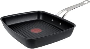 Tefal E2454144 Jamie Oliver Cook’s Classics Grill Pan Non-Stick, Oven-Safe, Induction, Riveted Handle, Hard Anodised Aluminium, Black, 27 cm x 23 cm Grill Pan