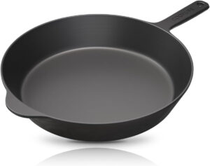 12 Inch Smooth & Light Cast Iron Skillets - Pre-Seasoned Cast Iron Pan - Easy to Clean Polished Cast Iron Frying Pan Use in the Oven, on the Stove or Grill, Over a Campfire