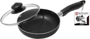 Bene Casa - Black Nonstick Aluminum Frying Pan with Glass Lid (6") - Dishwasher Safe for Easy Cleaning