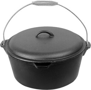 Cuisiland Pre-seasoned 9 Quart 12 Inch Cast Iron Dutch Oven with Dome Lid