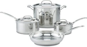 Cuisinart 7-Piece Cookware Set, Chef's Classic Stainless Steel Collection, 77-7P1