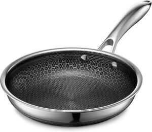 HexClad Hybrid Nonstick Frying Pan, 8-Inch, Stay-Cook Handle, Dishwasher and Oven Safe, Induction-Ready, Compatible with All Cooktops