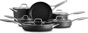 Calphalon Premier Hard-Anodized Nonstick Cookware, 11-Piece Pots and Pans Set, Dishwasher and Oven Safe, with MineralShield Nonstick Technology, Durable and Versatile Kitchen Cookware