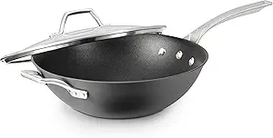 Calphalon Signature Hard-Anodized Nonstick 12-Inch Flat-Bottom Wok with Cover