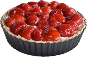 Deep Tart Pan, 9.5 x 2.2 Inches Non-Stick Tall Tart Pan Bottom Can Be Removed. Suitable for Making Various Pies, Tarts and Quiche. Easy to Clean is the Choice for Home Baking