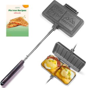 Double Pie Iron Sandwich Maker for Camping, Cast Iron Campfire Pie Cooker, Campfire Cooking Equipment Mountain Pie Maker